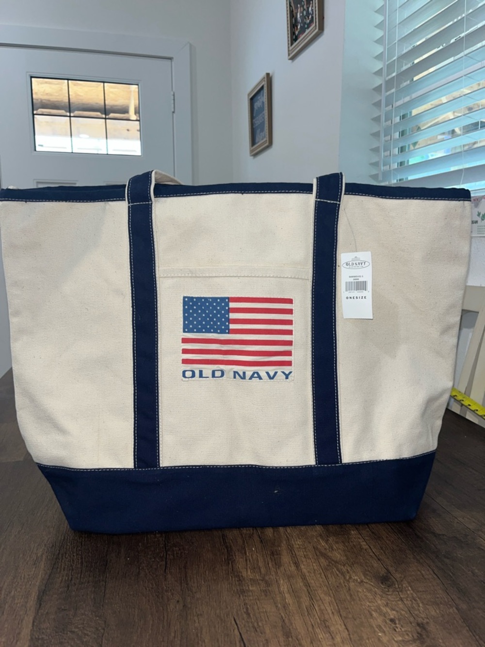 Old Navy Canvas Tote in Navy, Cream and Red
